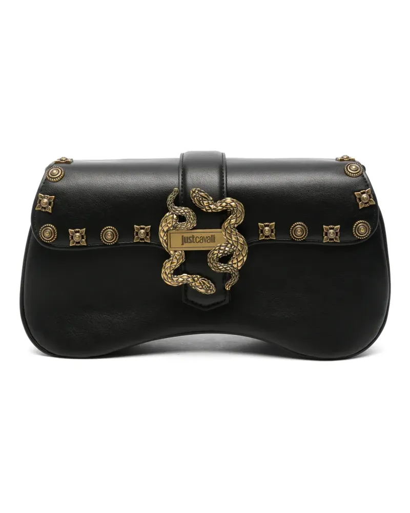 Just Cavalli Schultertasche mit Schlangen-Schild - Schwarz Schwarz