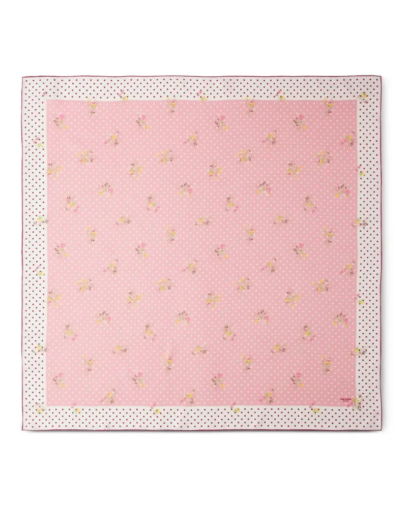 Prada printed silk twill scarf 90 - Rosa Rosa