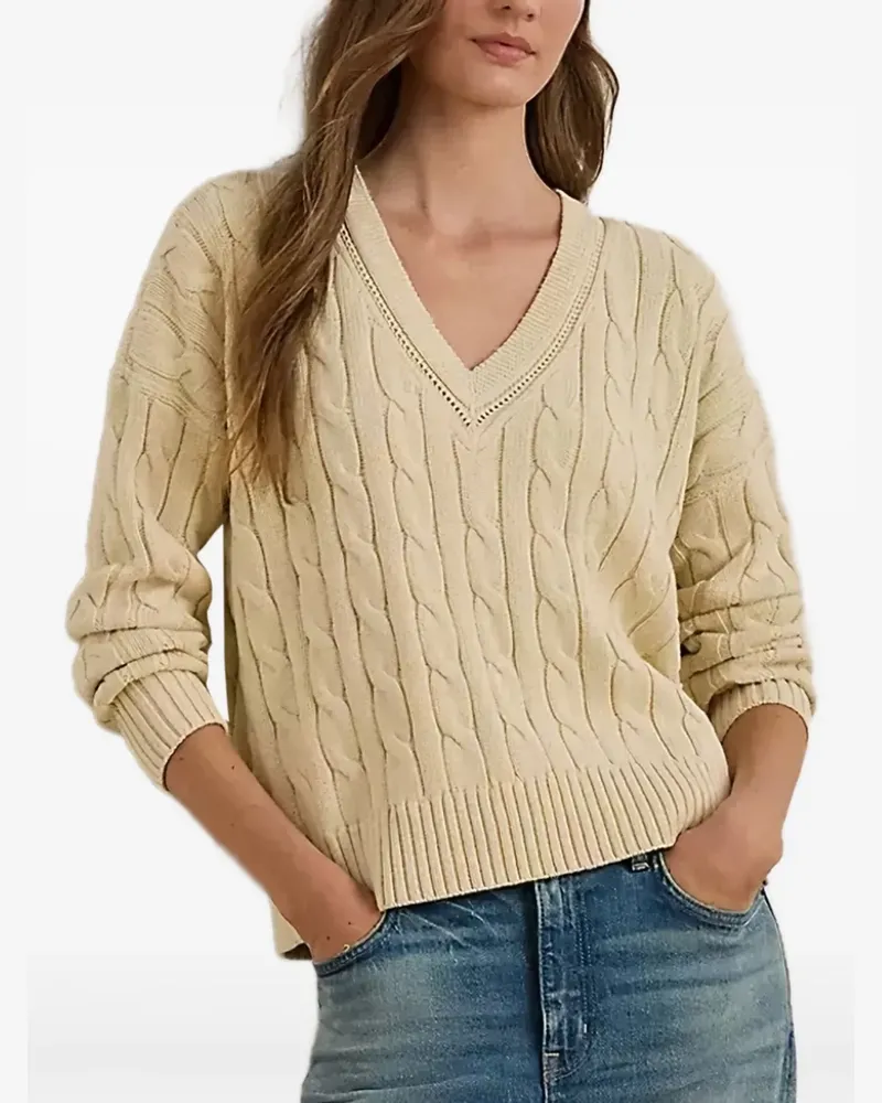 Ralph Lauren Cricket Pullover mit V-Ausschnitt - Nude Nude