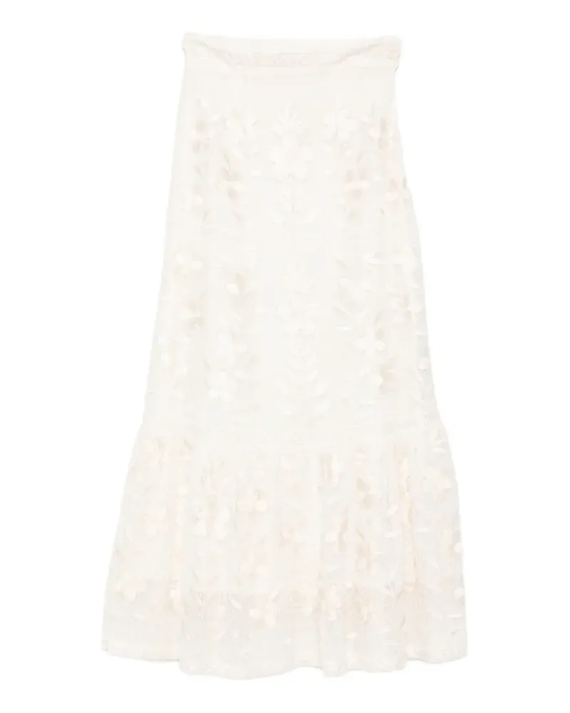 Antik Batik Carioca floral-embroidered maxi skirt - Nude Nude