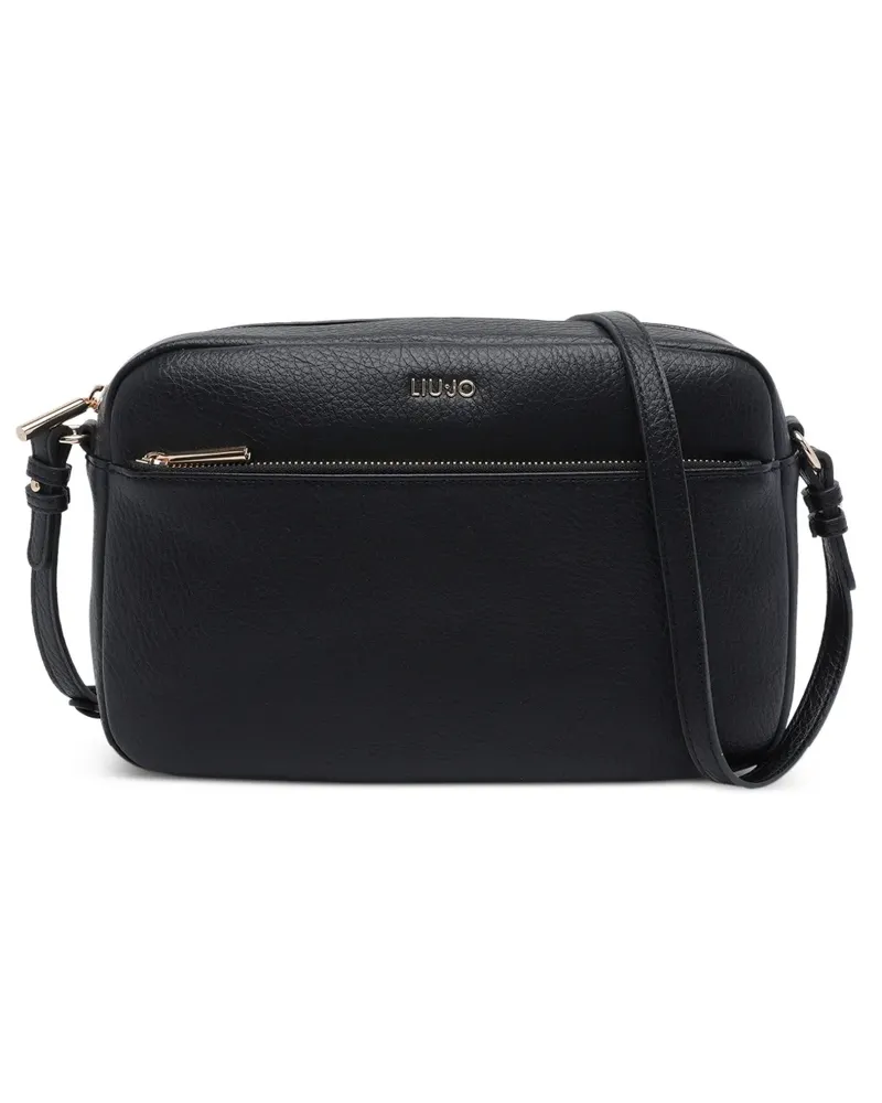Liu Jo Strukturierte Schultertasche mit Logo-Schild - Schwarz Schwarz