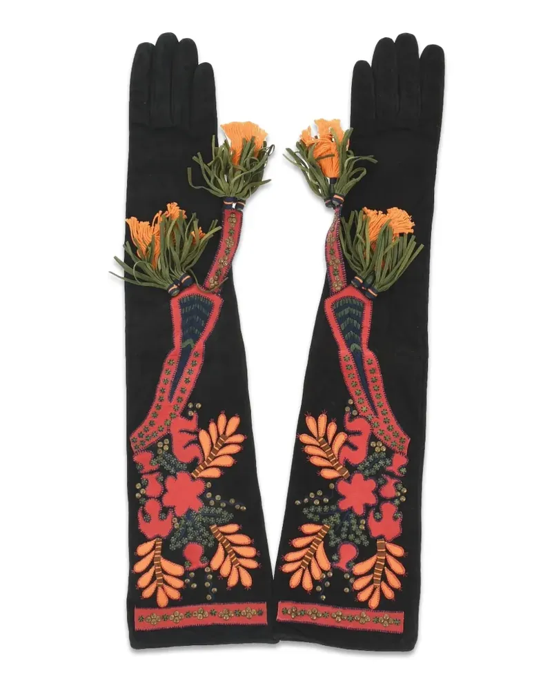Dsquared2 Handschuhe mit Blumenmuster - Schwarz Schwarz