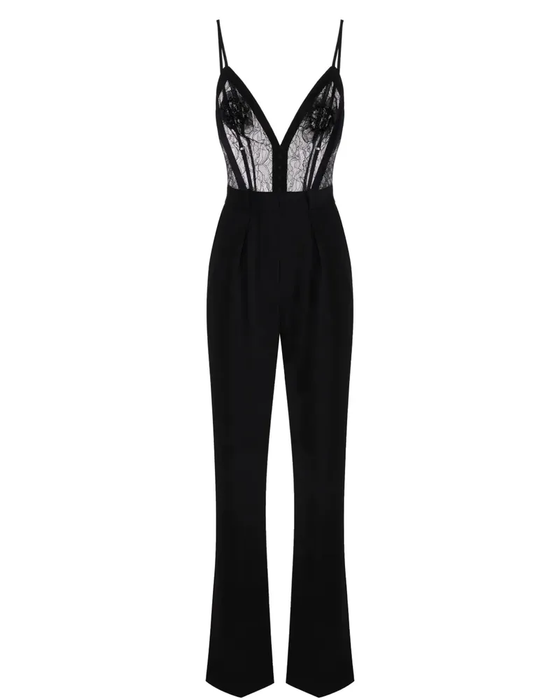Elisabetta Franchi Leichter Krepp-Jumpsuit - Schwarz Schwarz