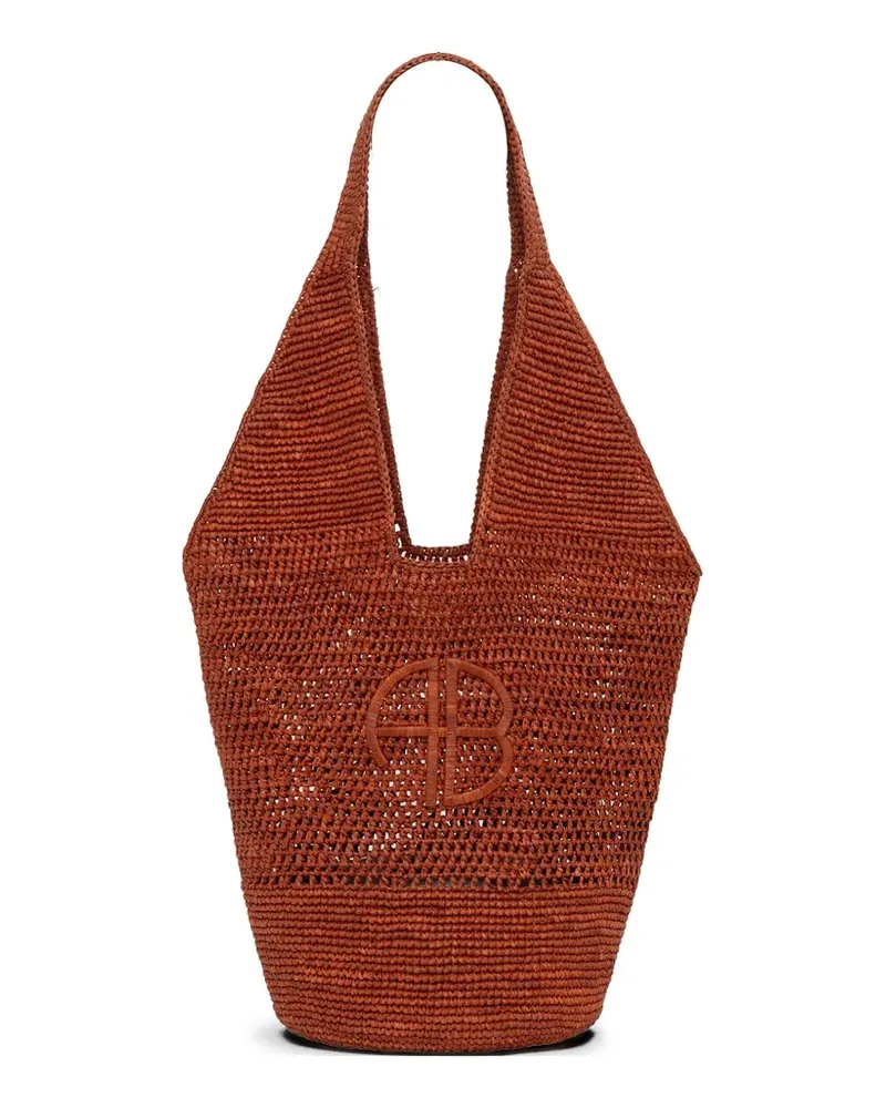 Anine Bing Leah logo raffia tote bag - Rot Rot
