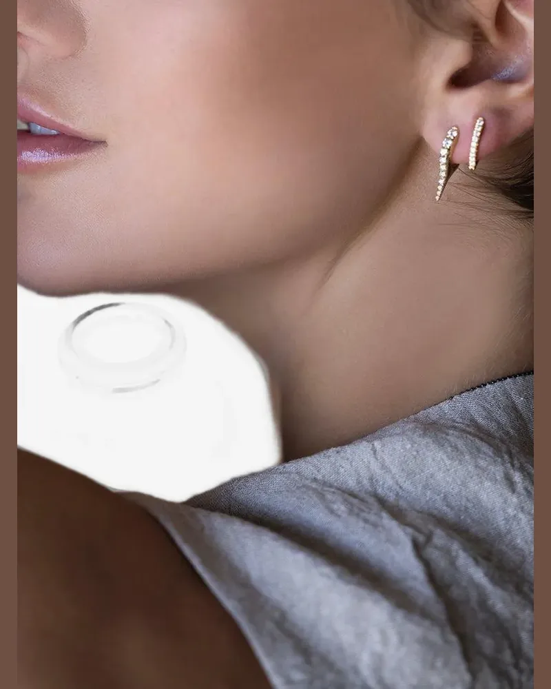 Melissa Kaye embellishment diamond hoop earrings - Gold Gold