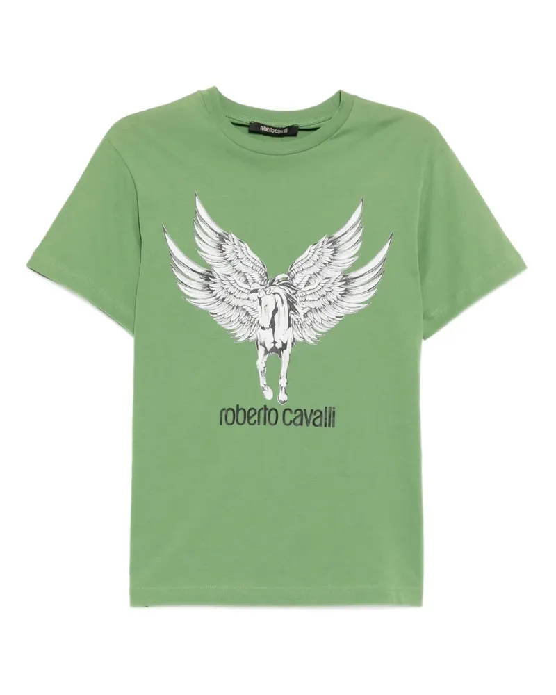 Roberto Cavalli graphic-print cotton T-shirt - Grün Grün