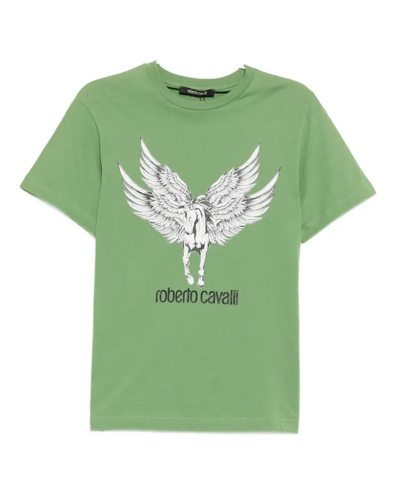 Roberto Cavalli graphic-print cotton T-shirt - Grün Grün