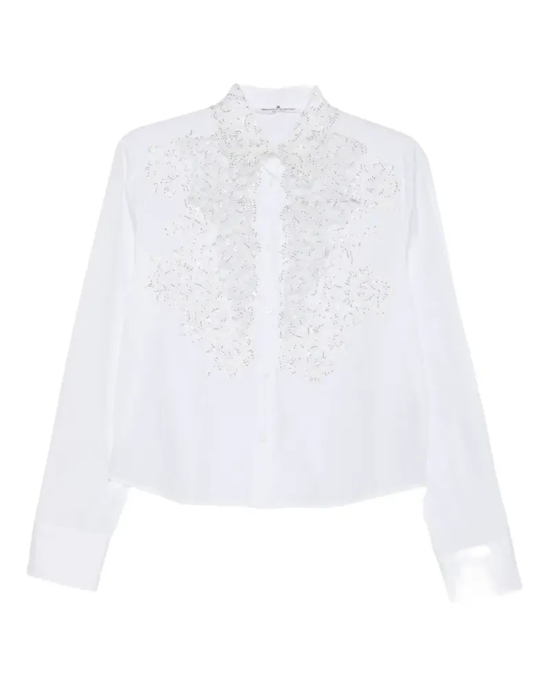 Ermanno Scervino lace-panelled sequin-embellished shirt - Weiß Weiß