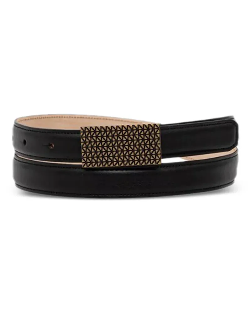 Emporio Armani patterned-buckle belt - Schwarz Schwarz