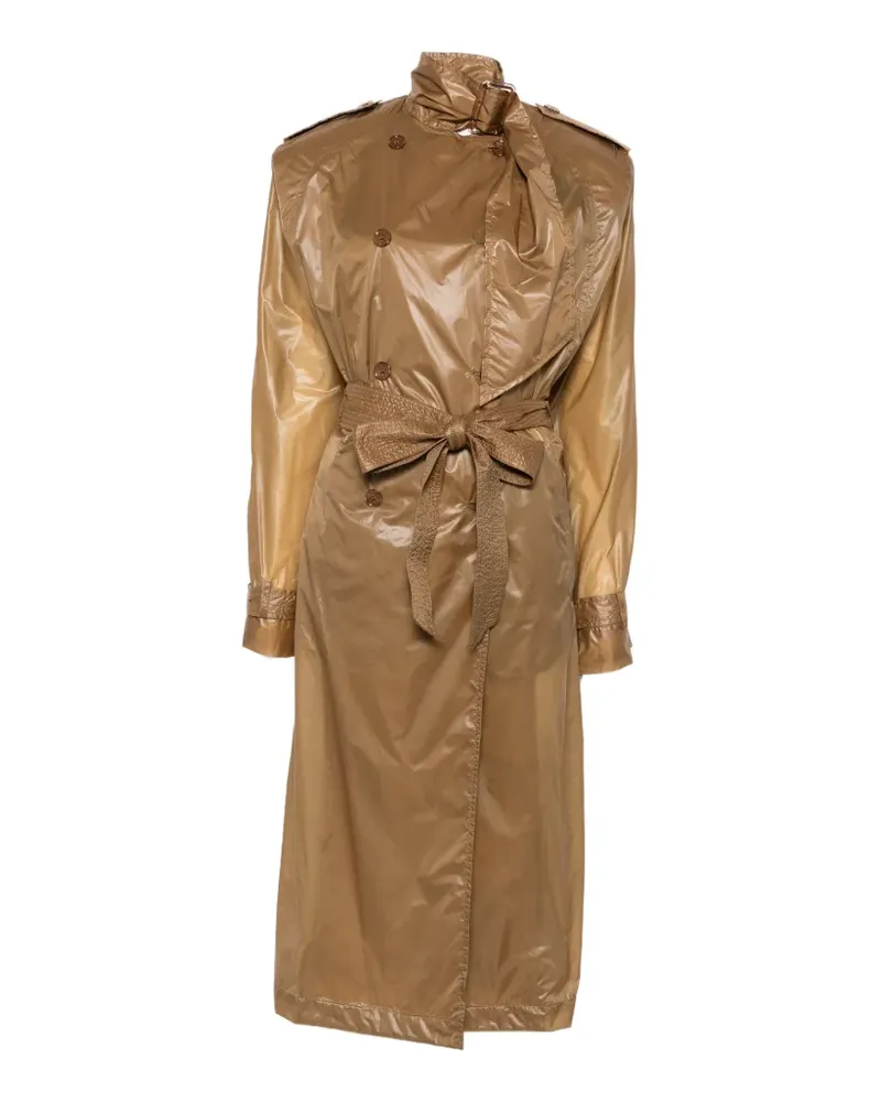 Saint Laurent Doppelreihiger Lavallière Trenchcoat mit Gürtel - Nude Nude