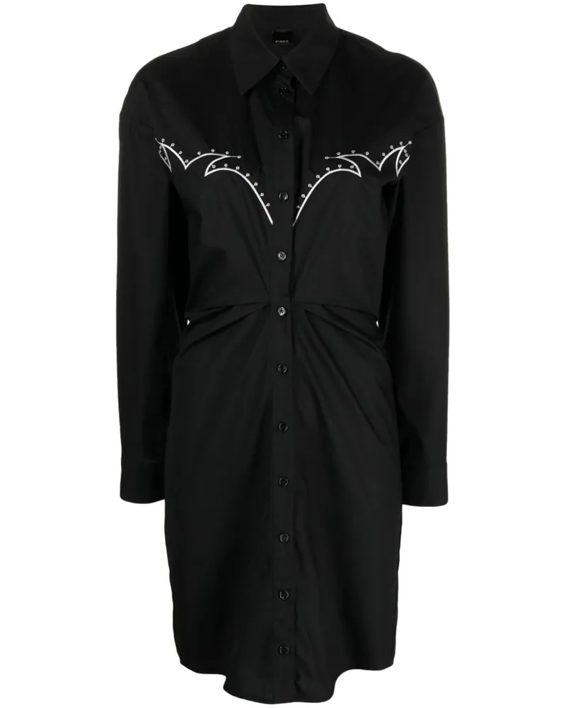 Pinko Besticktes Hemdkleid - Schwarz Schwarz