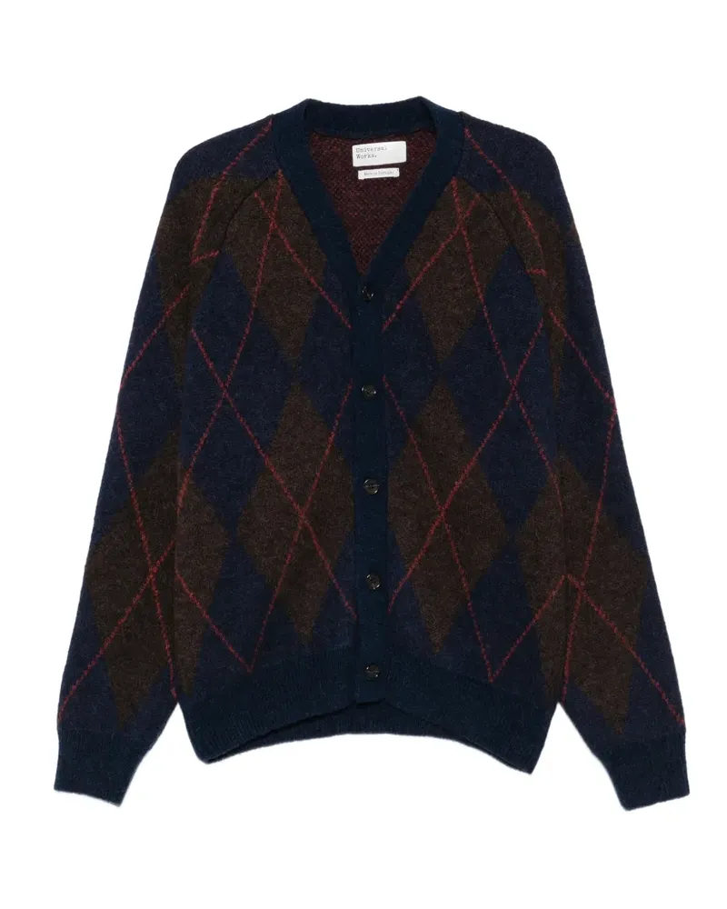 Universal Works David Cardigan mit Argyle-Muster - Blau Blau