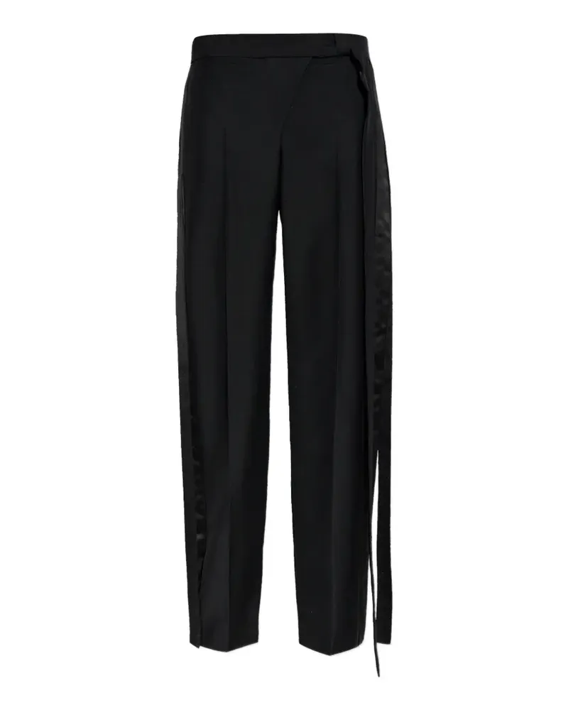 Alexander McQueen satin-trim draped trousers - Schwarz Schwarz
