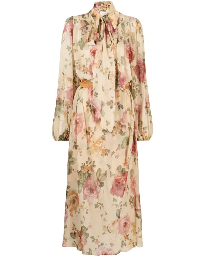 Zimmermann Luminosity Billow Organza-Midikleid - Nude Nude