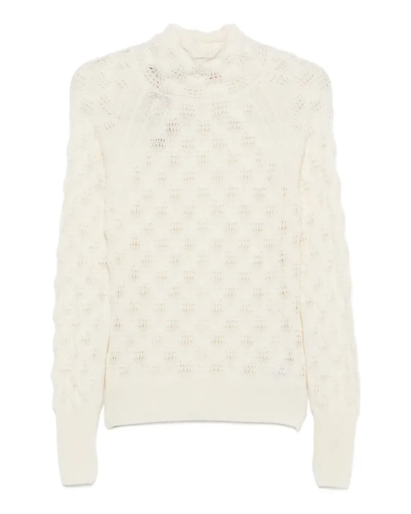 Ermanno Scervino Pullover in Pointelle-Strick mit V-Ausschnitt - Nude Nude