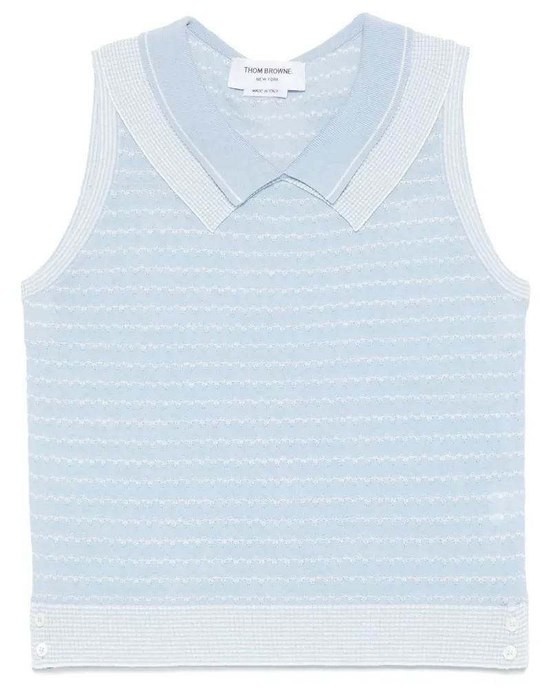 Thom Browne Gestreifte Weste mit doppeltem Kragen - Blau Blau