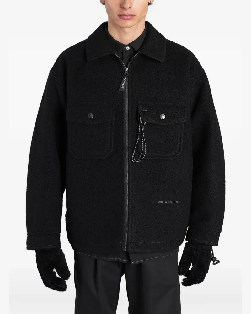 and wander zip-up utility bomber jacket - Schwarz Schwarz