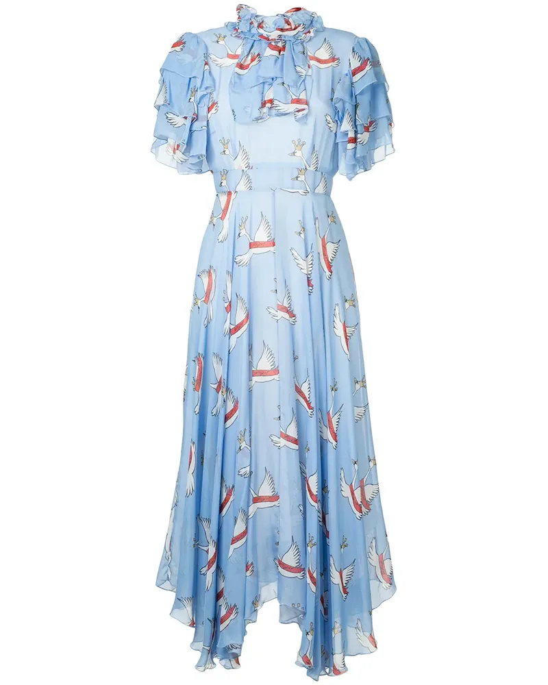 macgraw Kleid mit Schwan-Print - Blau Blau
