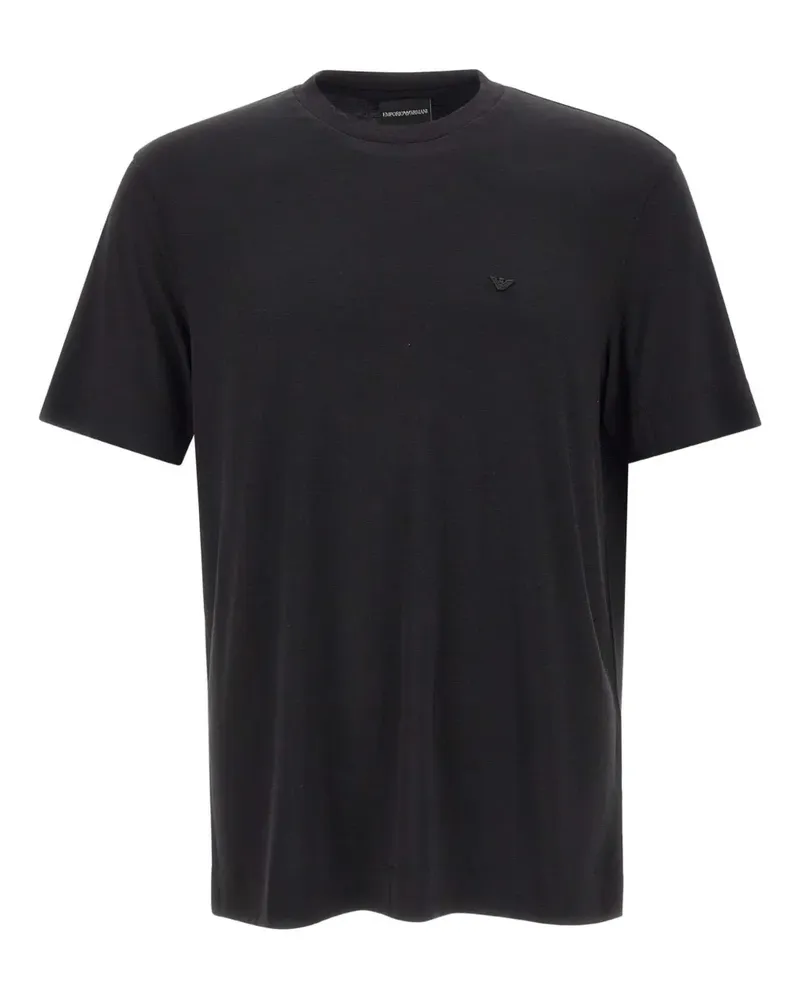 Emporio Armani T-Shirt mit Logo-Verzierung - Schwarz Schwarz