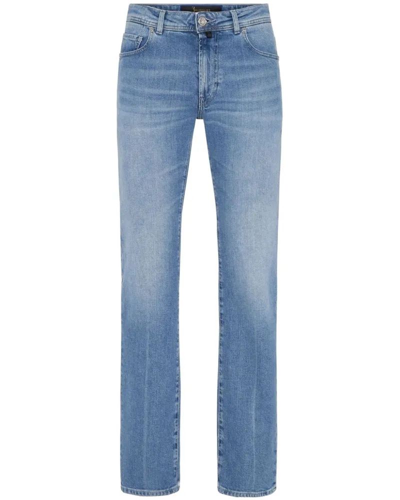 Billionaire Ausgeblichene Straight-Leg-Jeans mit Logo - Blau Blau