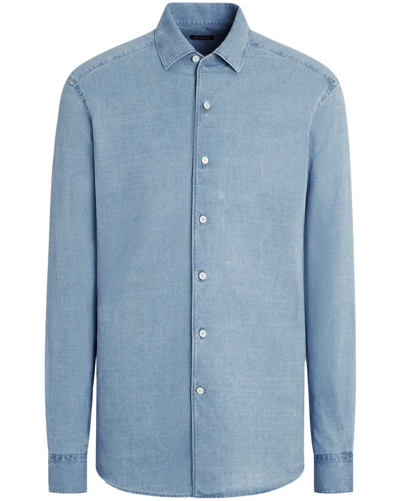 Ermenegildo Zegna Jeanshemd mit Bleached-Effekt - Blau Blau