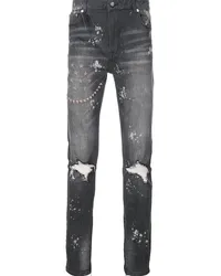 God's Masterful Children Bestickte Jeans mit schmaler Passform Schwarz