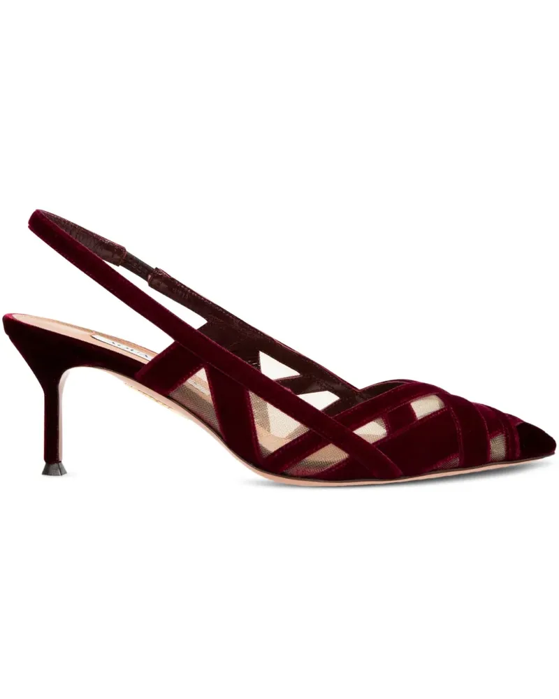 Aquazzura Slingback-Pumps aus Samt 65mm - Rot Rot