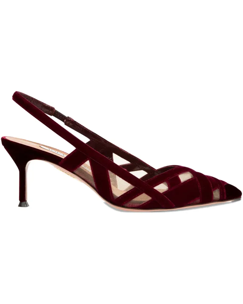 Aquazzura Slingback-Pumps aus Samt 65mm - Rot Rot