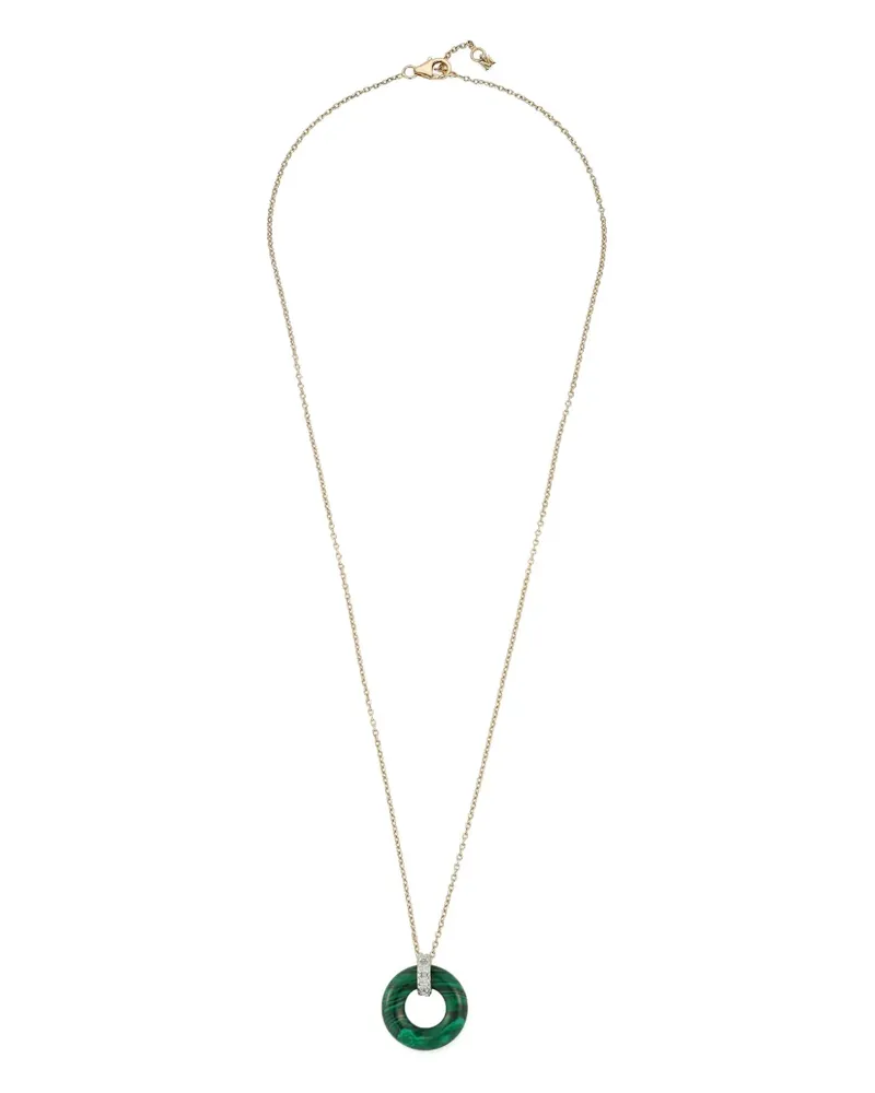 MATEO 14kt Donut Gelbgoldhalskette mit Malachit Gold