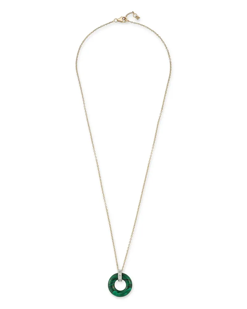 MATEO 14kt Donut Gelbgoldhalskette mit Malachit Gold