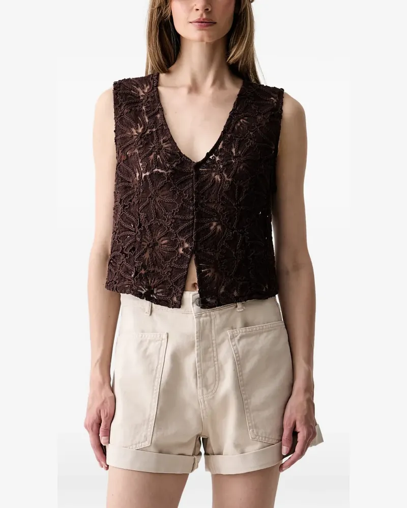 HAVEONE Top mit Stehkragen - Braun Braun