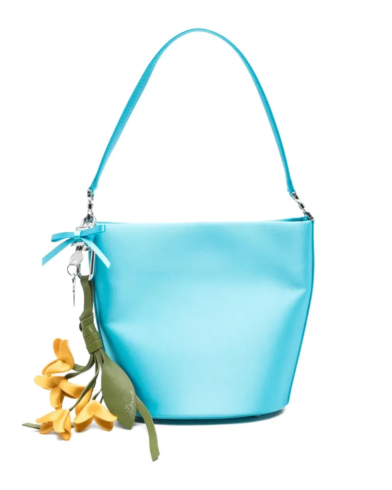 Self-Portrait flower-charm bucket bag - Blau Blau