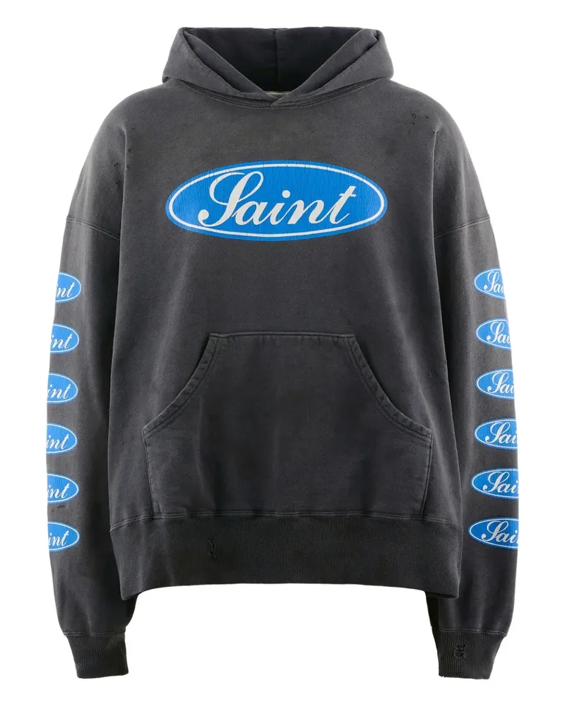 SAINT MXXXXXX logo-print hoodie - Schwarz Schwarz