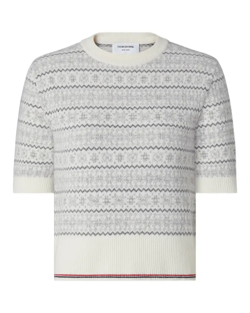 Thom Browne Pullover mit Schneeflocken-Jacquard - Weiß Weiß