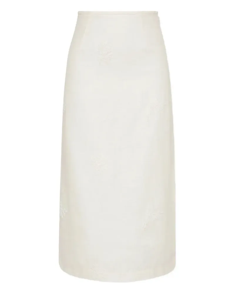 SIR Midirock mit Blumenstickerei - Nude Nude