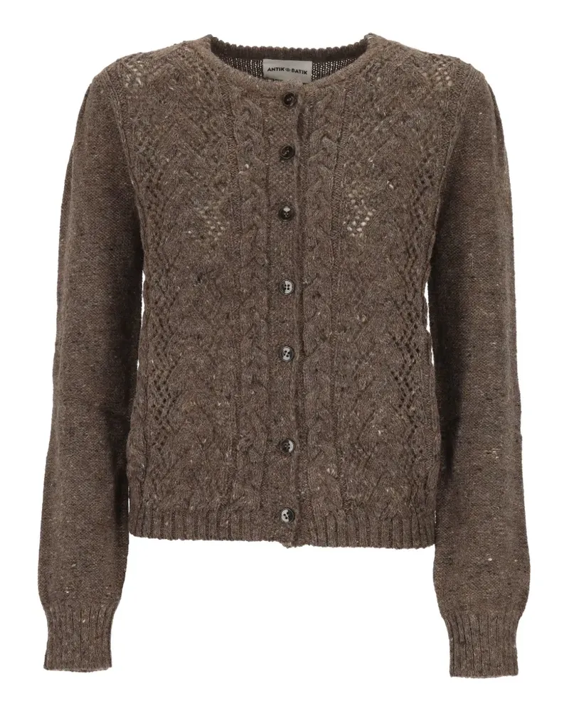 Antik Batik Mireille Cardigan mit Zopfmuster aus Strick - Grau Grau