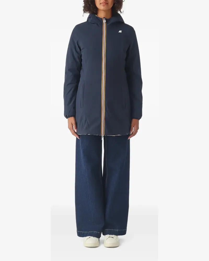 K-Way Denise ST Warm Double Kapuzenjacke mit Logo-Print - Blau Blau