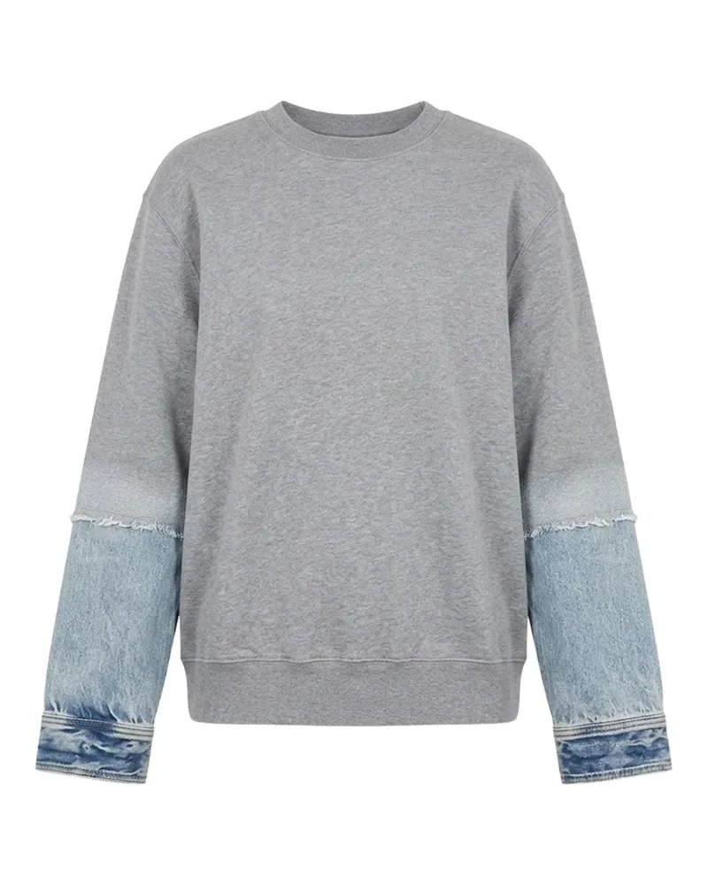 Haikure denim-panelled frayed sweater - Grau Grau