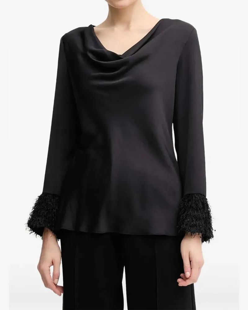 Joseph Ribkoff cowl-neck fringed-hem blouse - Schwarz Schwarz
