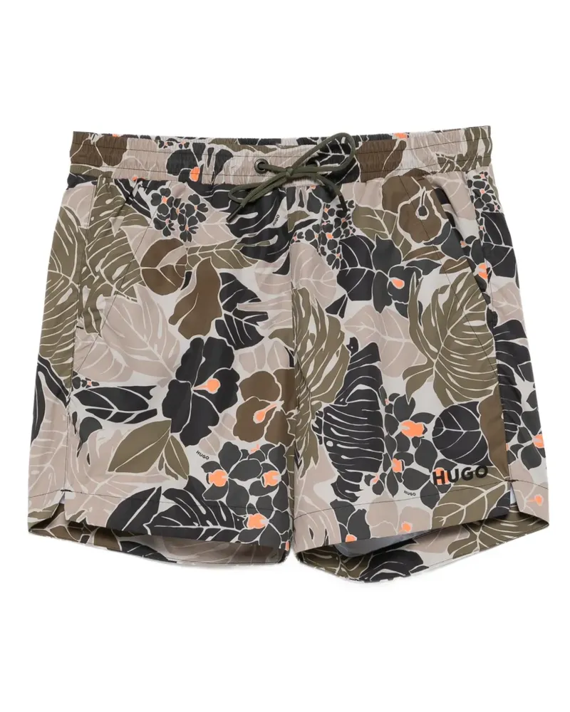 HUGO BOSS Badeshorts mit Blumen-Print - Grün Grün