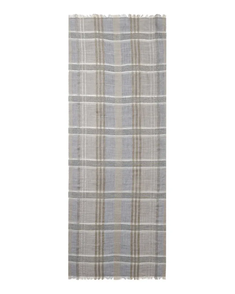 Peserico Karierter Schal mit Metallic-Streifen - Grau Grau
