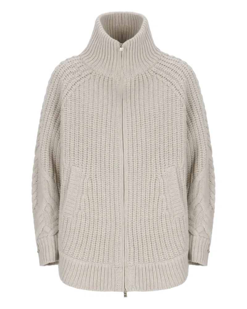 Herno cable-knit zip-up jacket - Nude Nude