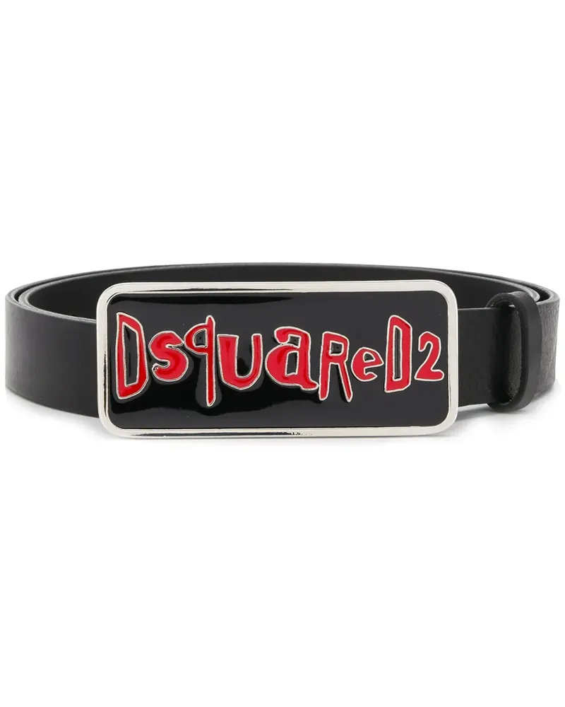 Dsquared2 Gürtel mit Emaille-Schnalle - Schwarz Schwarz