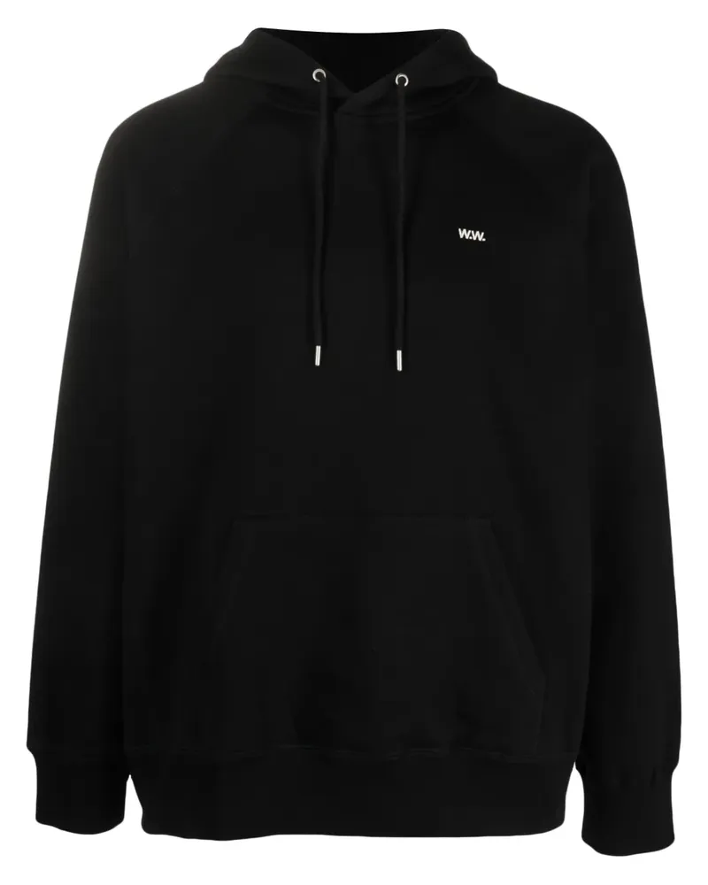 Wood Wood Bestickter Hoodie aus Bio-Baumwolle - Schwarz Schwarz