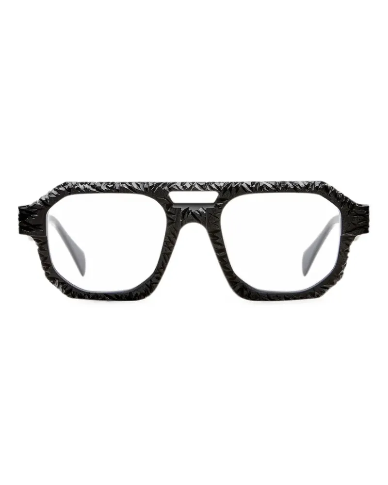 KUBORAUM Geometrische Sonnenbrille mit gehämmertem Effekt - Schwarz Schwarz