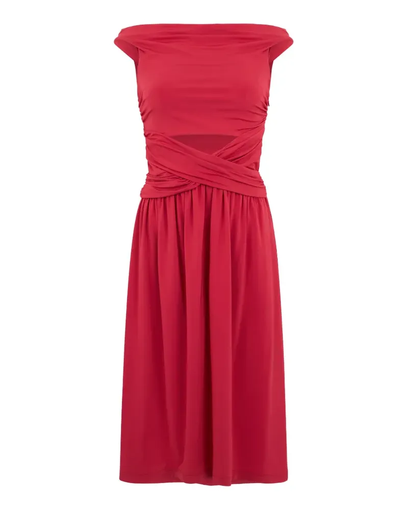 Alberta Ferretti pleated crossover-waist midi dress - Rot Rot