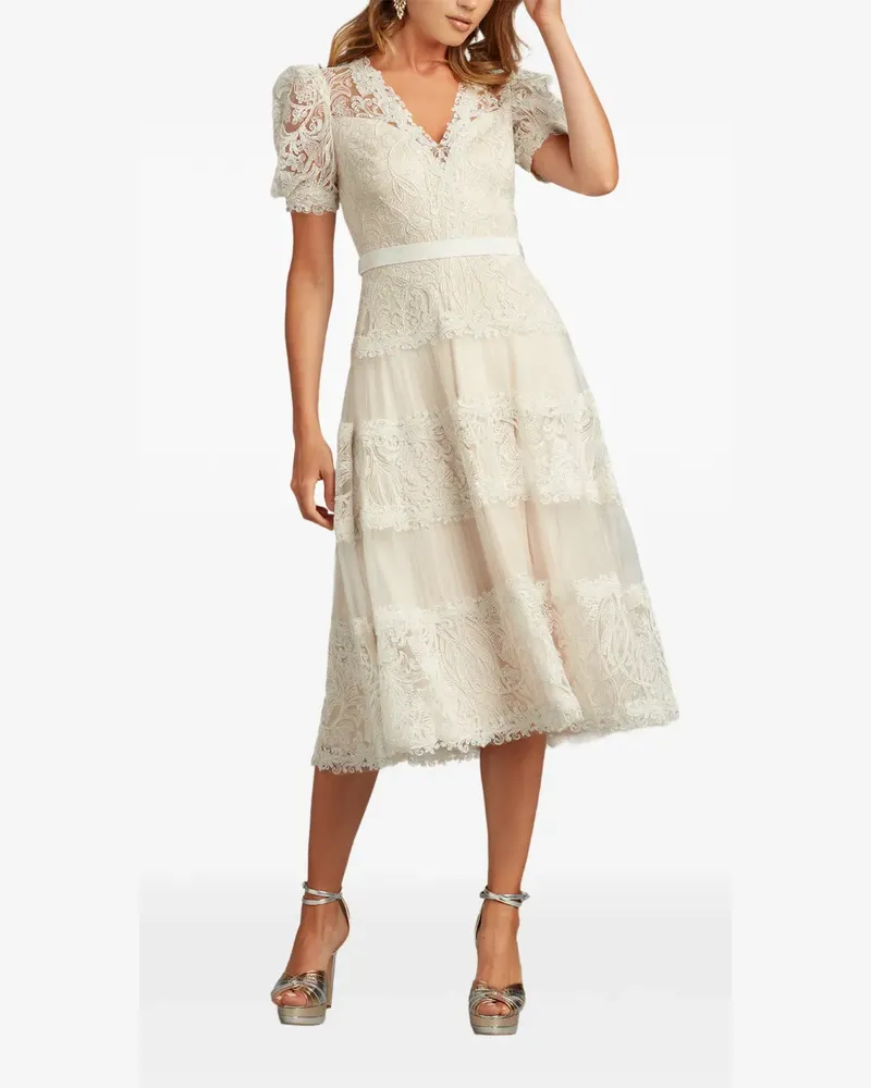Tadashi Shoji Gestuftes Belline Spitzenkleid - Nude Nude