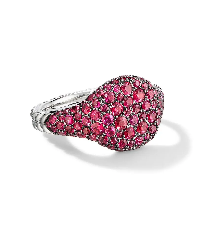 David Yurman 18kt Chevron Weißgoldring mit Rubin (10mm) - Silber Silber