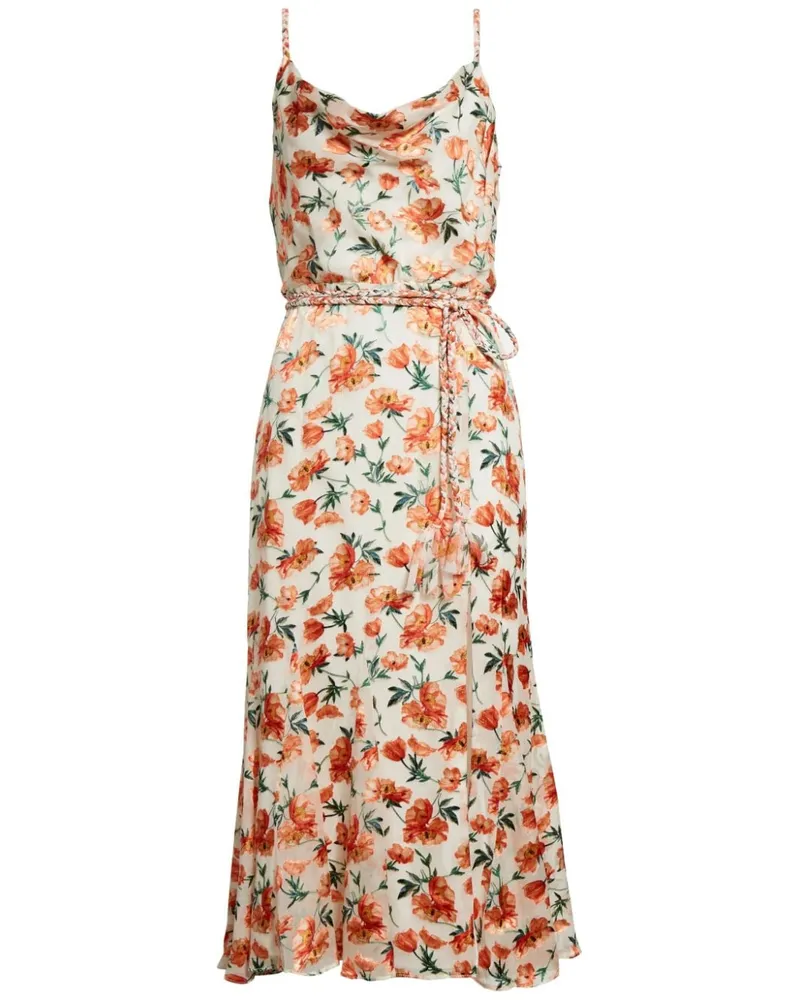 Alice + Olivia Lissa Midikleid mit Blumen-Print Nude