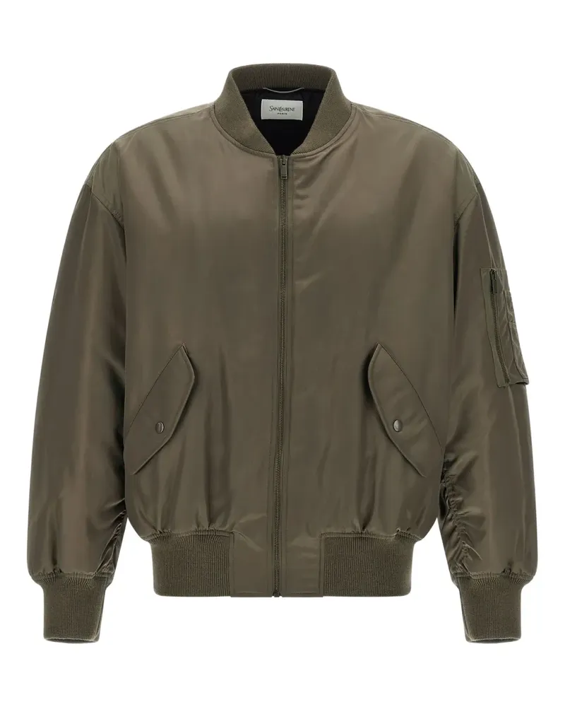 Saint Laurent Bomberjacke mit gerippten Bündchen - Grün Grün